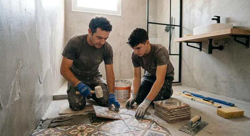 Revestimientos para baños y cocinas: Porcelánico, microcemento o azulejos hidráulicos